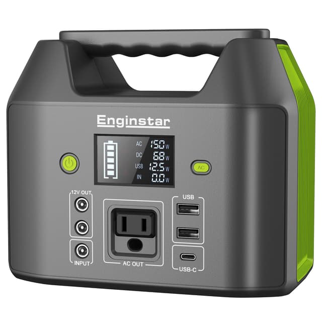 EnginStar Portable Power Station, 150W 155Wh Power Bank with 110V AC Outlet, 6 Outputs External Battery Pack Portable Backup Battery Laptop Charger with LED Light for Home Camping