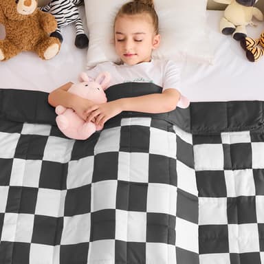 yescool Black Checkered Weighted Blanket 10 Pounds Plaid Weighted Throw Blanket, Twin Heavy Blanket, Tartan Bed Blanket Gifts for 80-110lbs, 48"x72"