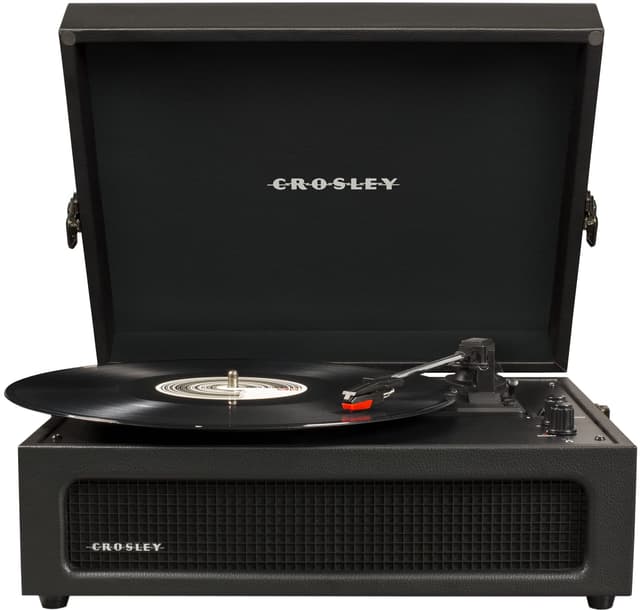 Crosley CR8017B-BK Voyager Vintage Portable Vinyl Record Player Turntable with Bluetooth in/Out and Built-in Speakers, Black
