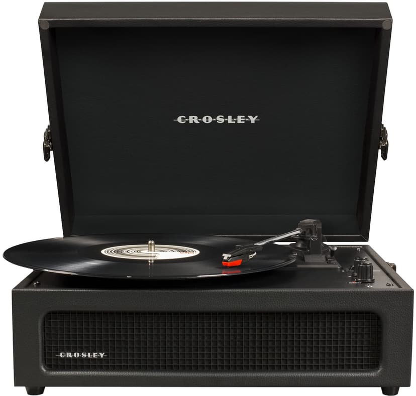 Crosley CR8017B-BK Voyager Vintage Portable Vinyl Record Player Turntable with Bluetooth in/Out and Built-in Speakers, Black