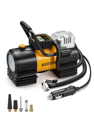 AstroAI Tire Inflator Portable Air Compressor (Up to 150 PSI) Tire Pump for Car 12V DC Digital Air Pump with 12 LEDs Super Bright Light for Bicycle, Motorcycle, Automotive Car Accessories