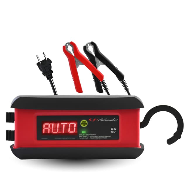 Schumacher Electric 3A Car Battery Charger and Maintainer, 3-in-1 Solution, for 12V Power Sport, Automotive, and Marine Batteries, SP1297