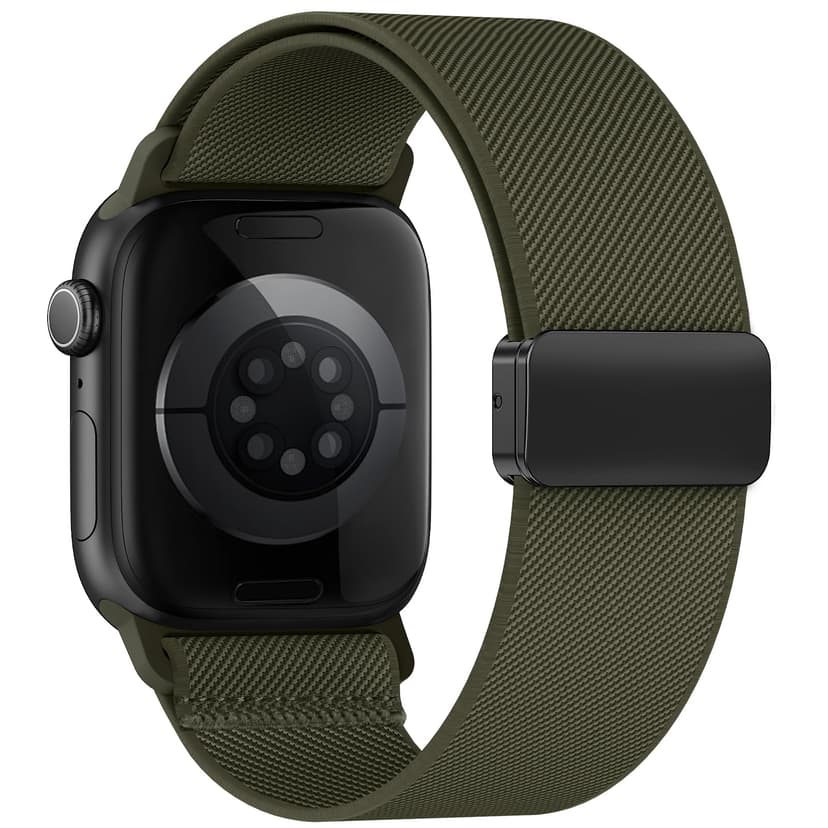 Stretchy Band Compatible with Apple Watch Band 40mm 38mm 41mm 42mm 44mm 45mm 46mm 49mm Women Men,Strong Magnetic Clasp Elastic Sport Strap for iWatch Series 11 10 9 8 7 6 5 4 3 2 1 Ultra SE/Army Green