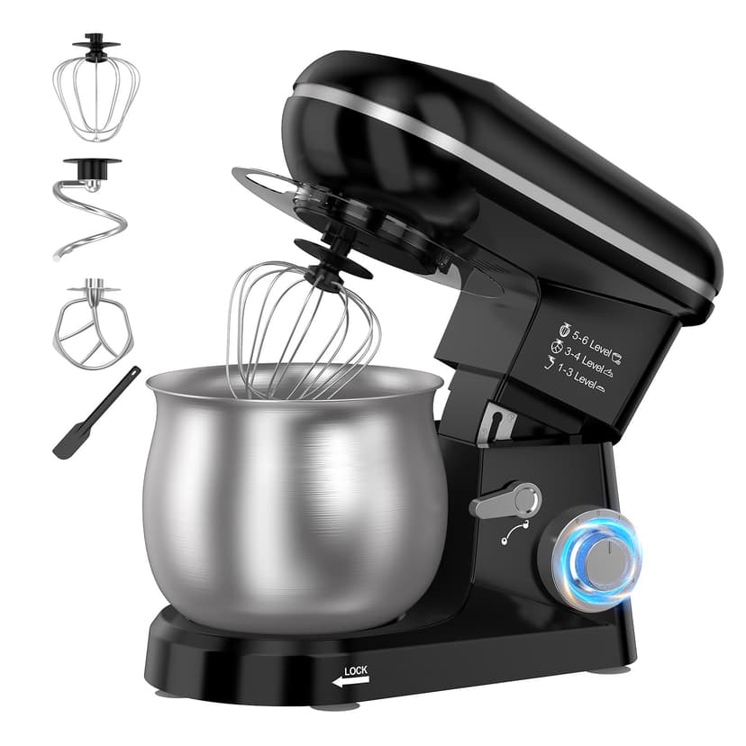 Electric Stand Mixer with 5.3 Quart,Cake Mixer with Stainless Steel Bowl and Stand, Kitchen Mixer Tilt-Head Design – Includes Dough Hook, Whisk & Beater-Great for Baking Bread, Cakes, Cookies