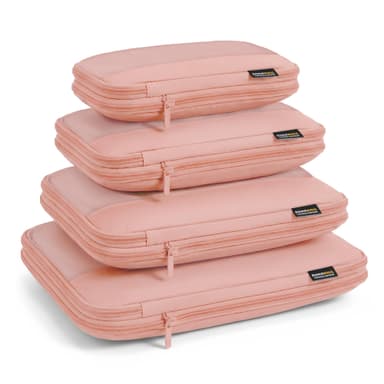 SOARSAIL 4 Piece Compression Packing Cubes for 3–7 Day Travel, Lightweight Travel Organizers with Breathable Mesh, Double-Zipper Packing Cubes for Carry-On & Suitcases (Dusty Pink)