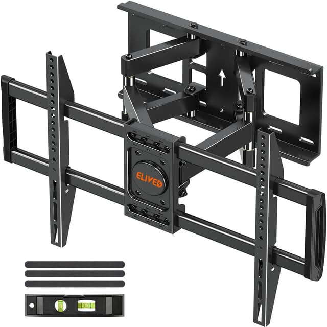 ELIVED TV Wall Mount for Most 37-82 inch tvs, Full Motion TV Mount Swivel and Tilt, Wall Mount Bracket Max VESA 600x400mm, Holds up to 132 lbs, Fits 8â 12â 16" Wood Studs