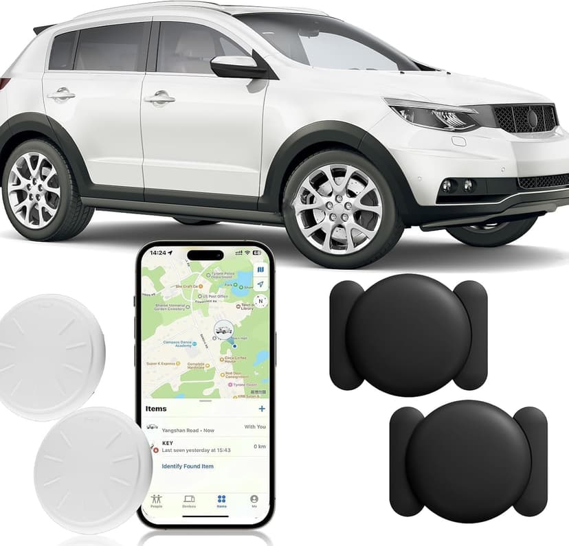 ZITTZ Hidden GPS Tracking Devices,Real Time GPS Tracker for Vehicles Work with Apple Find My(iOS Only),Car GPS Tracker with Magnetic Case,No Monthly Fee,No SIM Card Required (Black,2PCS)
