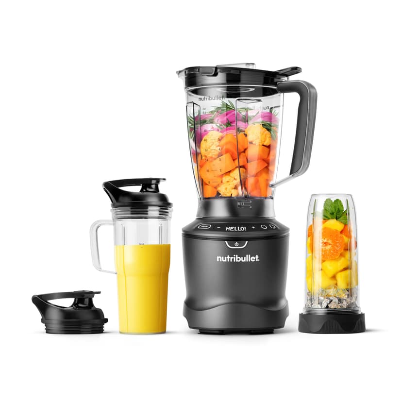 nutribullet® SmartSense Blender Combo, 1400W, 64oz Pitcher, 32oz & 24oz Cups, 5-Speed, Smoothies, Ice and Frozen Fruit, Nut Milk, Soup, Gunmetal Gray, NBF50700