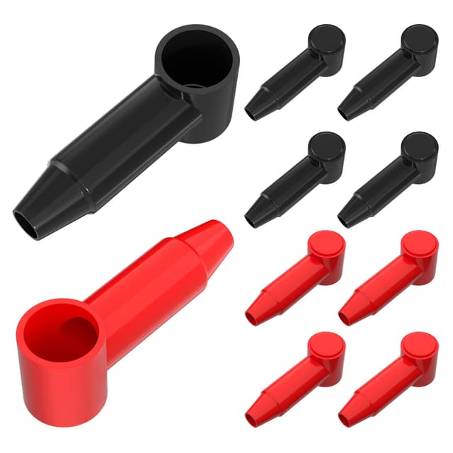 RVBOATPAT 10Pack Battery Terminal Cover for 1/4",5/16",3/8" Battery Post, Silicone Stud Terminal Cover Protector Boot fit 4 to 2/0 AWG Gauge Cable for Car Truck RV Solar