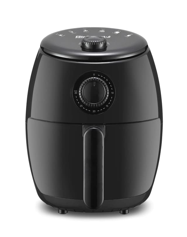 Elite Gourmet EAF0201X Personal Compact Space Saving Electric Hot Air Fryer Oil-Less Healthy Cooker, Timer & Temperature Controls, 1000W, 2.1 Quart, Black