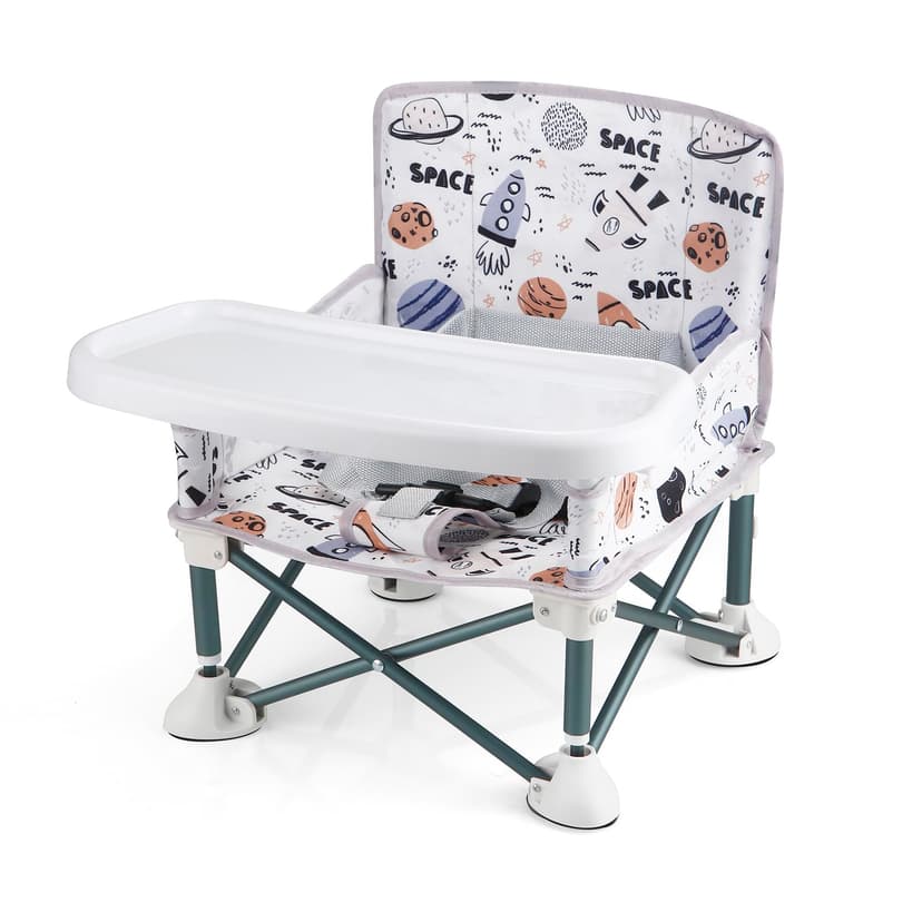 PandaEar Portable Baby Seat Travel| Compact Fold with Straps for Indoor/Outdoor Use| Great for Camping, Beach, Lawn |Toddlers, Kids, Boys, Girls (Without Placemat, White)