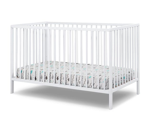 Sorelle Furniture Happy 3-in-1 Convertible Crib, Baby Crib to Toddler Bed, Sustainable Beech Wood, Non-Toxic Finish, Simplistic Nursery Furniture - White
