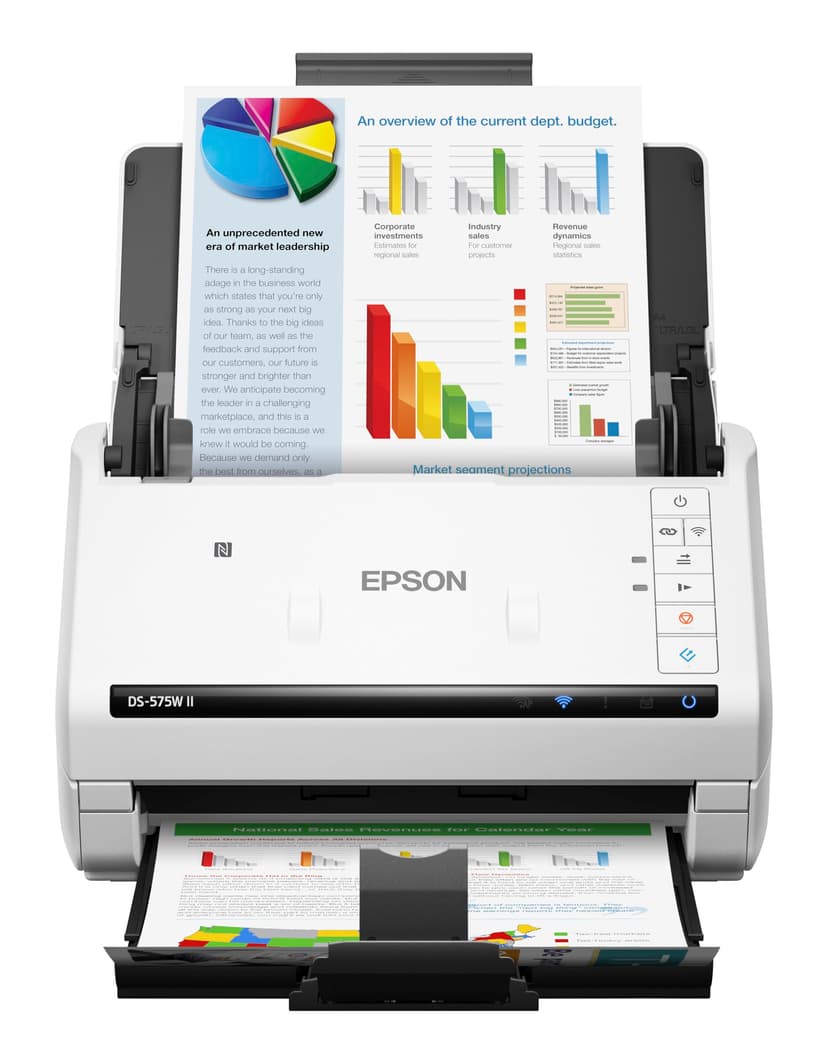 Epson DS-575W II Wireless Color Duplex Document Scanner for Computers with 50-Page Auto Doc Feeder (ADF) Twain and ISIS Drivers, Epson Smart Panel Mobile App