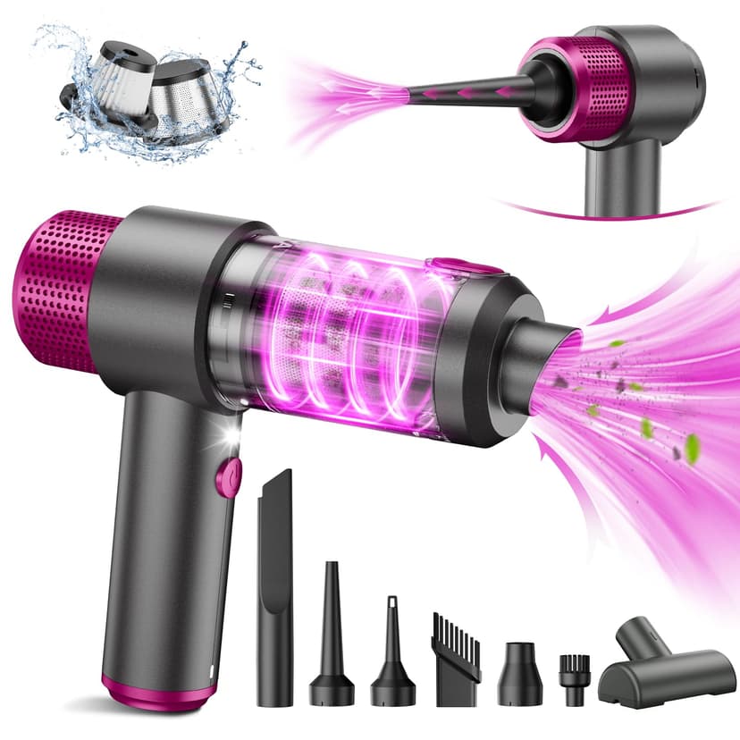 EYYA Handheld Cordless Car Vacuum Cleaner, 4-in-1 Portable Mini Car Vacuum Cleaner, 15000PA High Power & Air Duster with LED Light for Home Office