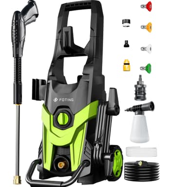 4300PSI with 4 Quick Connect Nozzles, Inlet Hose & Filter& Foam Cannon for Cars/Fences/Driveways/Home Cleaning, Green