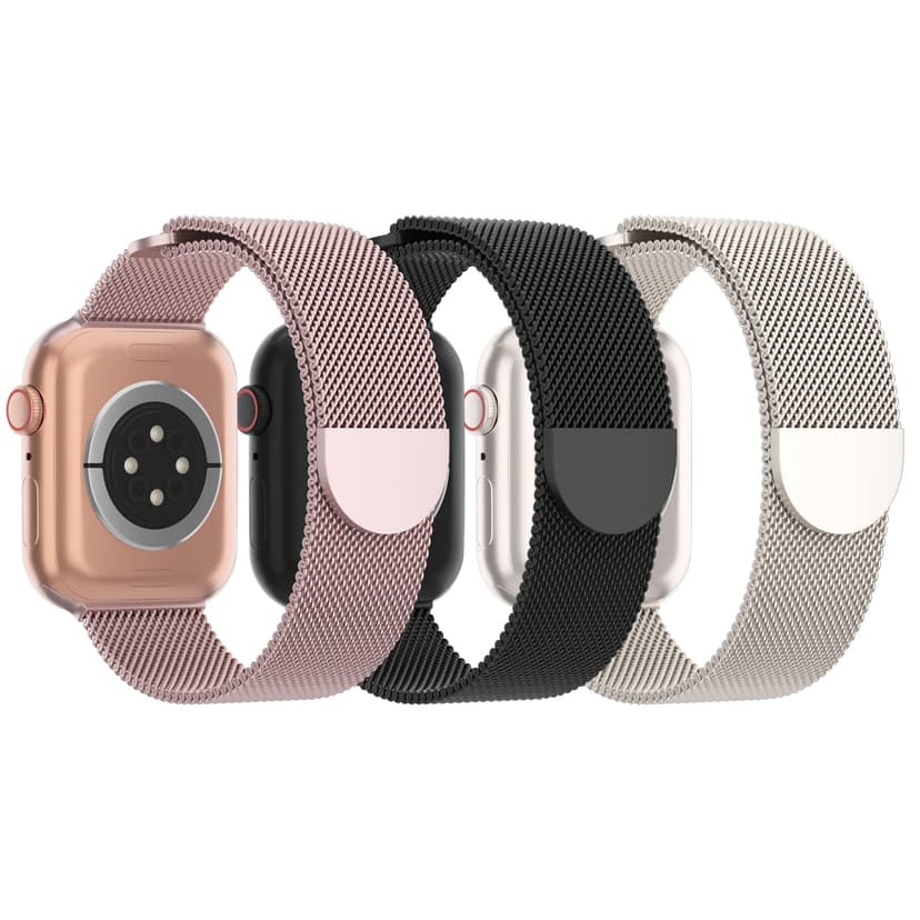 3 Pack Mesh Metal Band Compatible with Apple Watch Band 38mm 40mm 41mm 42mm 44mm 45mm 46mm 49mm, Stainless Steel Magnetic Loop Strap for iWatch Ultra 3 2 1 Series 11/10/9/8/SE/7/6/5/4/3 Men Women