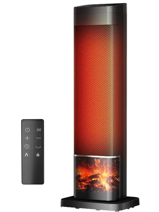 HALMUN Space Heater, 1500W Electric Heaters for Indoor Use, 25.2" PTC Ceramic Heater with Remote, 24H Timer, Oscillation, Tip-Over and Overheat Protection, Fast Safety Heat for Home Office