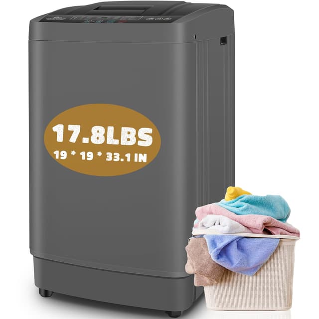 Nictemaw Portable Washing Machine, 17.8Lbs Portable Washer Machine, 2.4Cu.ft Compact Laundry Washer and Dryer Combo with Drain Pump, 10 Wash Programs 8 Water Levels for Apartment RV Dorm