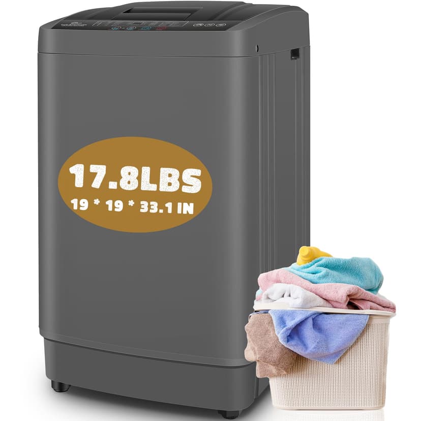 Nictemaw Portable Washing Machine, 17.8Lbs Portable Washer Machine, 2.4Cu.ft Compact Laundry Washer and Dryer Combo with Drain Pump, 10 Wash Programs 8 Water Levels for Apartment RV Dorm