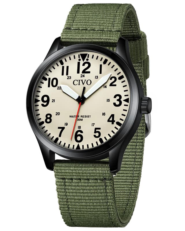 CIVO Military Watch for Men Waterproof: Analog Mens Watches Classic Design - Field Tactical Quartz Wrist Watch