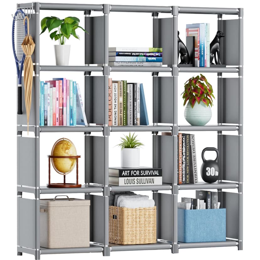 Mavivegue Book Shelf, 12 Cube Storage Organizer, DIY Bookcase, Metal Cube Bookshelf, Cubbies Closet Storage Organizer Shelves for Bedroom,Living Room,Home,Office