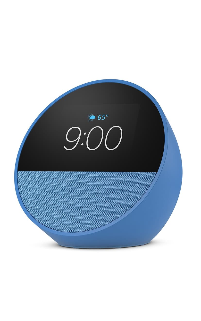 Amazon Echo Spot (newest model), Great for nightstands, offices and kitchens, Smart alarm clock, Designed for Alexa+, Ocean Blue