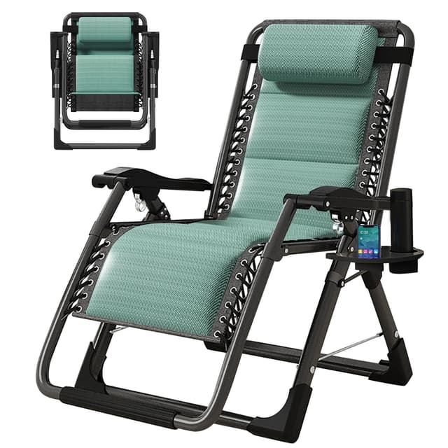 MOPHOTO Zero Gravity Chair, Outdoor Padded Lounge Chair with Side Table, Zero Gravity Recliner Chair, Outdoor Reclining Chair, Sturdy & Comfortable, Supports up to 440lbs
