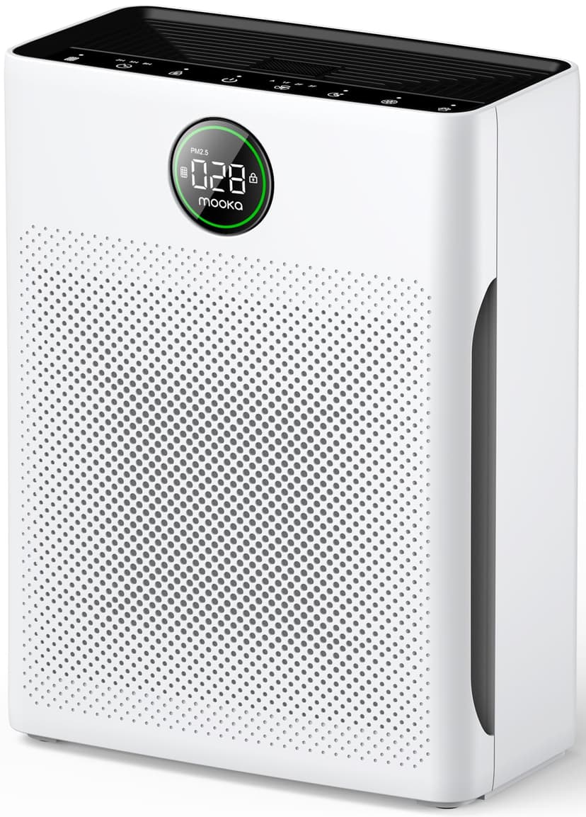 Air Purifiers for Home Large Room up to 2200sq.ft, MOOKA Air purifier for Home Pets with Washable Filter, PM 2.5 Display Air Quality Sensor Air Cleaner for Bedroom, Dorm room, Pets, Office PR1 (White)
