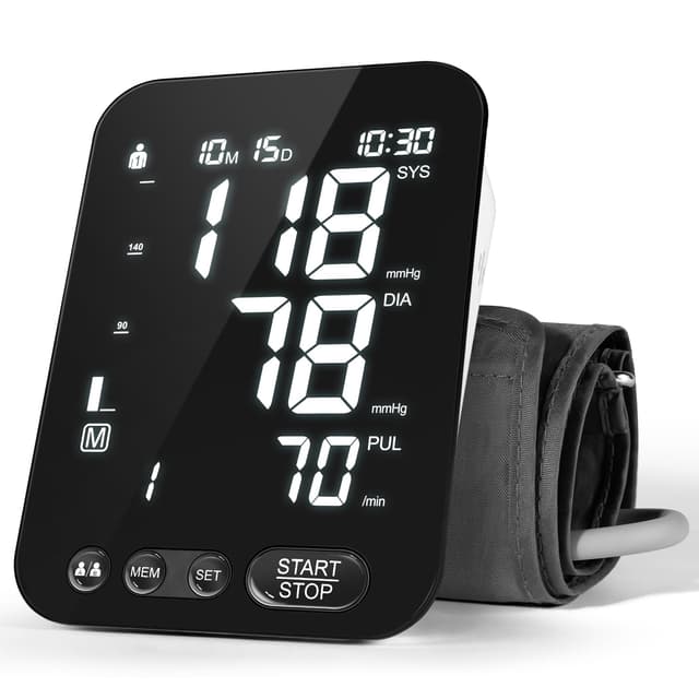 Blood Pressure Monitor Upper Arm BP Machine for Home Use Accurate Large Adjustable 8.7"-16.5" Cuff LCD Backlit Display with Carrying Bag, Black