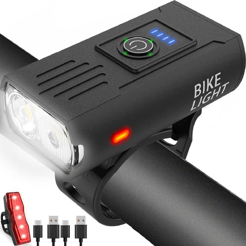 Victoper Bike Light, High Lumens Super Bright Bicycle Lights, 6+4 Modes USB Rechargeable Bike Headlight & Tail Light Set, Waterproof Safety Bike Front & Rear Light for Valentine's Day Gifts