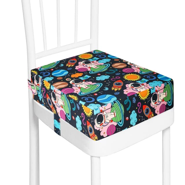Toddler Booster Seat for Dining Table, Washable Thick Strong Support Portable Booster Chair for Toddlers Eating, Easy Cleaning Booster Seat Cushion Detachable with Adjustable Straps (Multicolour)