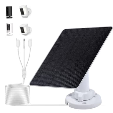 ECO-WORTHY Solar Panel for Ring Camera Outdoor Wireless, 5W Fast Charging Compatible with Rings Spotlight & All-New Stick Up Outdoor Cam with USB-C & Barrel Plug, USB C Solar Panel 5V, 9.8ft Cable(3m)