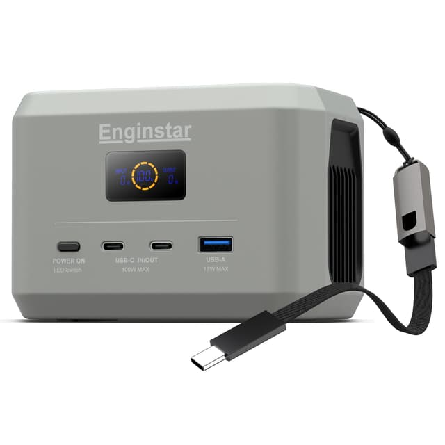 Enginstar Portable Power Station,Outdoor 96Wh LiFePO4 Battery,Solar Generator 100W Two-Way Fast Charging,Power bank for Camping, Traveling, Party and Emergencies