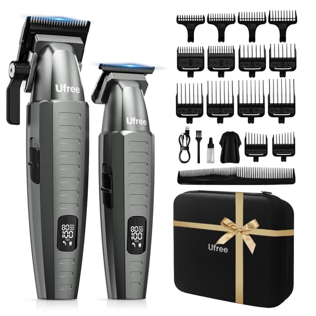 Ufree Professional Hair Clippers for Men with Bag, Mens Clippers and Trimmers Set, Barber Clippers Set, Electric Beard Trimmer, Gifts for Men, Gray