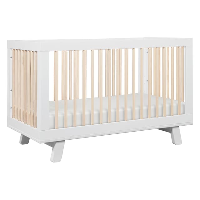 Babyletto Hudson 3-in-1 Convertible Baby Crib with Wooden Toddler Bed & Daybed Conversion - Easy to Assemble & GREENGUARD Gold Certified - 4 Adjustable Mattress Heights - White & Washed Natural