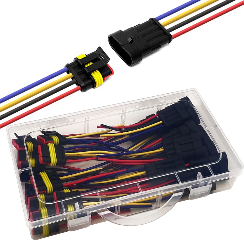 Twippo 18 AWG 4 Pin Connector Waterproof Wire Connectors 4 Pin Automotive Electrical Connectors Quick Disconnect 4 Wire Connectors with 18 Gauge Wire (10 Kits)
