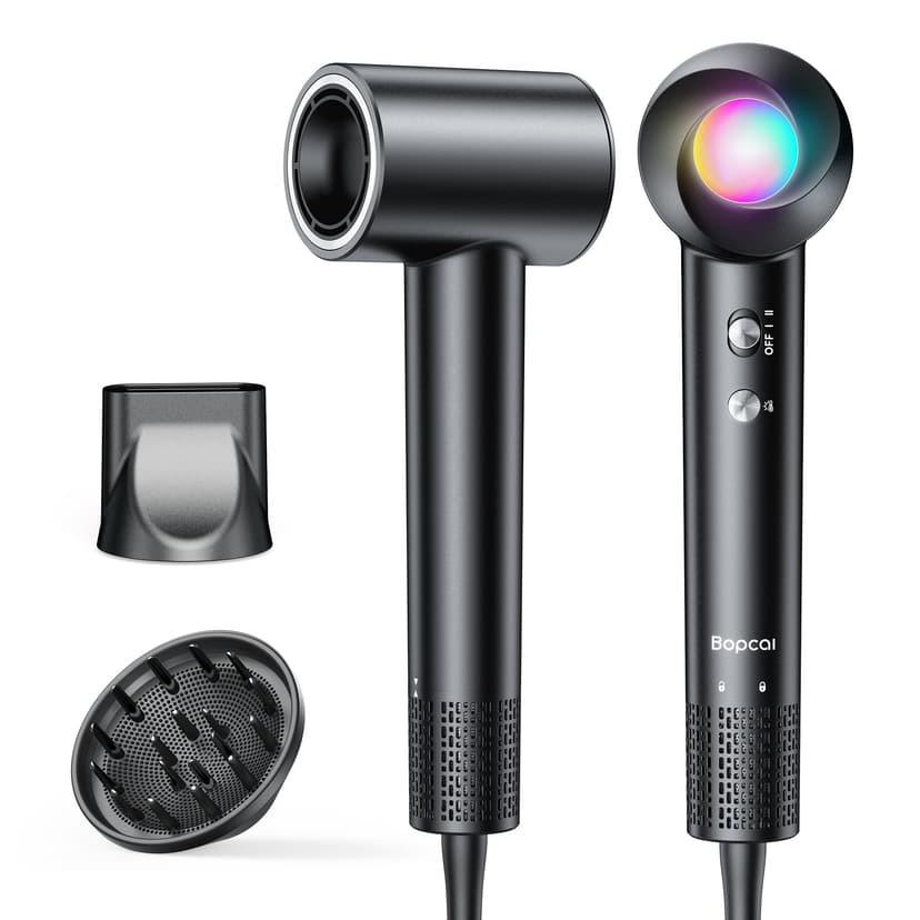 Ionic Hair Dryer with Diffuser - 160000RPM High-Speed Blow Dryer, 500 Millons Ions Frizz Free, Fast Drying for Women, Lightweight, Quiet, Professional Dryer for Curly or Straight Styles, Black