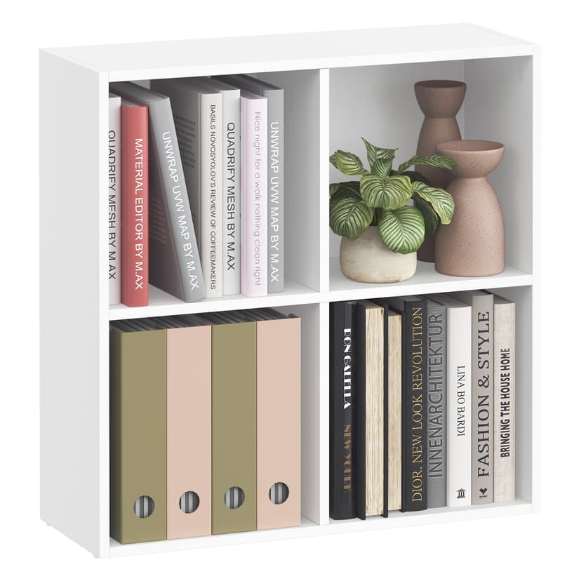 VASAGLE Custos Collection - Bookshelf, Bookcase, Cube Shelf with 4 Compartments, 9.4 x 26 x 26 Inches, Storage Shelf, for Living Room, Home Office, Dining Room, Cloud White ULBC476W01
