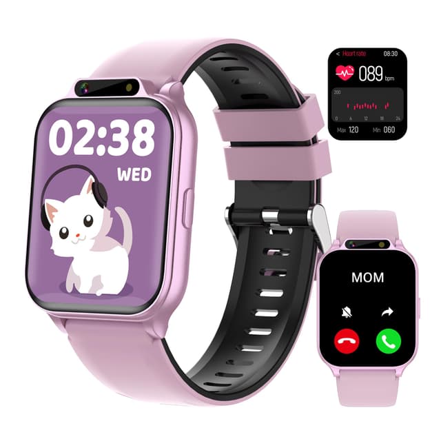 Kids Waterproof Smart Watch Girls with Fitness Tracker Sports Activity Pedometer Heartrate SpO2 Stress Monitor Flashlight APP HD Touch Screen Camera Games Music for 4-13 Year Old Girls Gifts for Kids