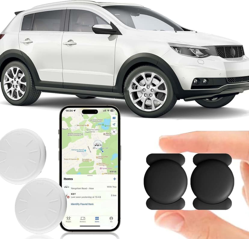 GPS Tracker for Vehicles, 2 PCS MINI Car Tracker Device Hidden, No Monthly Fee, Real-Time Tracker Device for Vehicles, Work with Find My (iOS Only), Magnetic Car Tracker, Waterproof