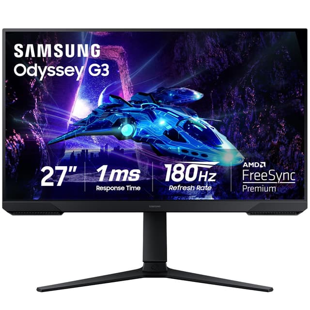 Samsung 27-Inch Odyssey G3 (G30D) Series FHD Gaming Monitor, 1ms, 180Hz, AMD FreeSync, Adjustable Stand, Black Equalizer, Virtual Aim Point, Eye Saver Mode, Flicker-Free, LS27DG302ENXZA