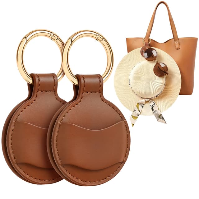 Niveaya Upgraded Magnetic Hat Clip for Hanging Sunglasses, 2-Pack Stylish Hat Clip for Travel Bag Luggage Backpack, Strong Magnet Hat Holder, Hands-Free, Beach Cruise Vacation Essentials, Brown+Brown