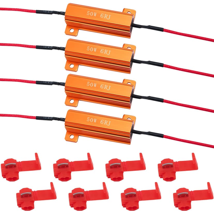 4Pcs 50W 6Ohm Load Resistors LED Turn Signal, LED Load Resistor Kit for Fix LED Bulb Fast Hyper Flash Turn Signal Blink Error Code (Amber)