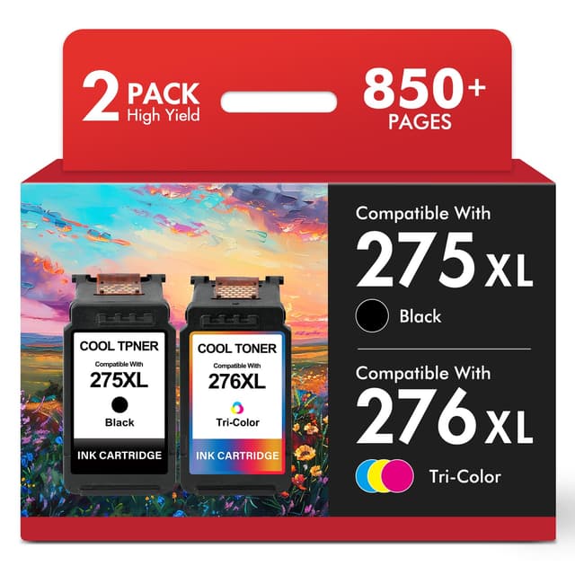 275 and 276 TS3722 TR4720 Ink Cartridges Replacement for Canon Printer 275XL 276XL Combo Pack PG-275 CL-276 XL for Canon PIXMA TR4700 TR4722 TS3522 TS3522 TS3500 TS3520 TS3720 (2 Pack, Black Color)