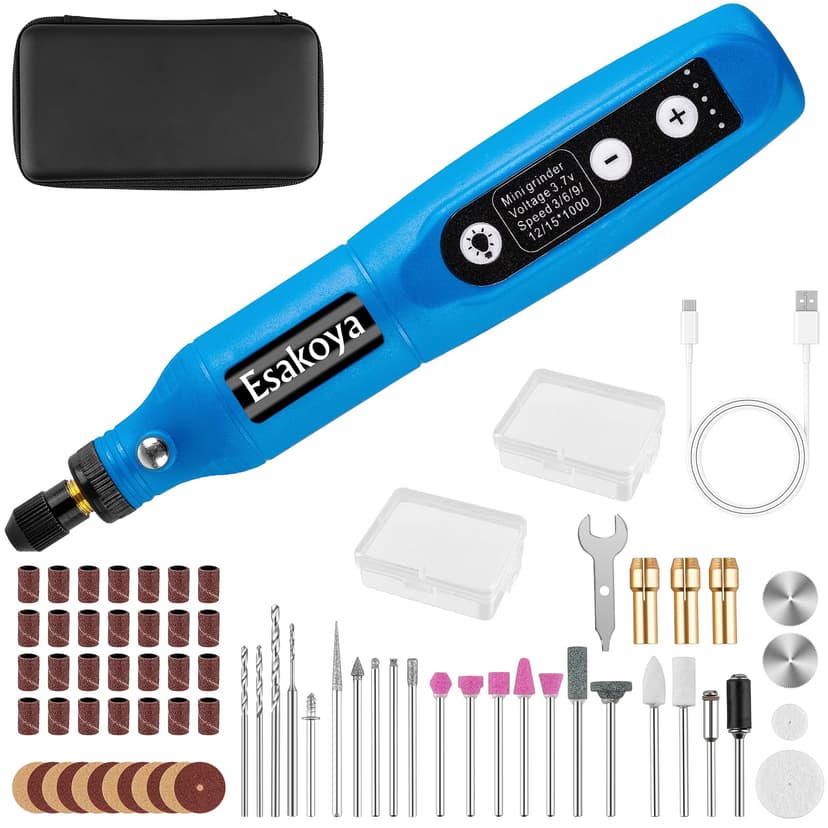 Esakoya Cordless Rotary Tool, Mini Power Rotary Kit with 75 Accessories, 5 Variable Speed & 3.7v Type-C Charging Engraving Rotary Tool for Engraving, Sanding, Polishing, Drilling, Grinding, DIY Crafts