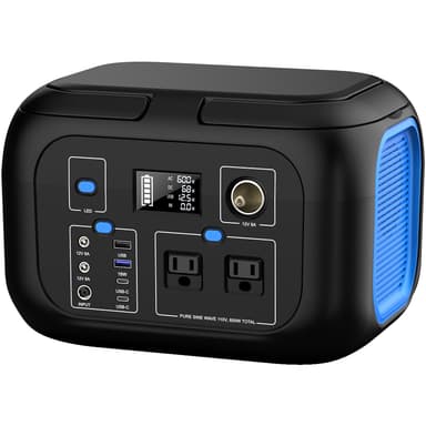Portable Power Station 600W Power Bank 296Wh Solar Generator Lithium Battery Portable Generator Fast Charging with LED Light Battery Pack 9 Outputs Power Supply for Home Camping Emergency Backup