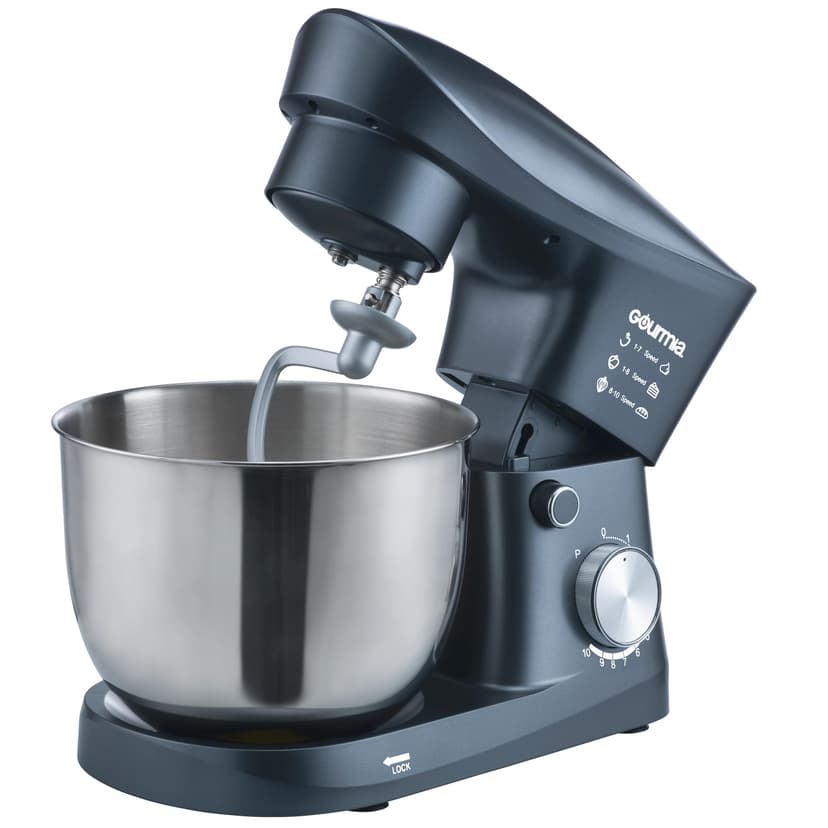 Gourmia 5 Quart 10-Speed Electric Stand Mixer with Bowl + Shield, Dough Hook, Whisk and Beater - Household Kitchen Standing Dough Maker Machine