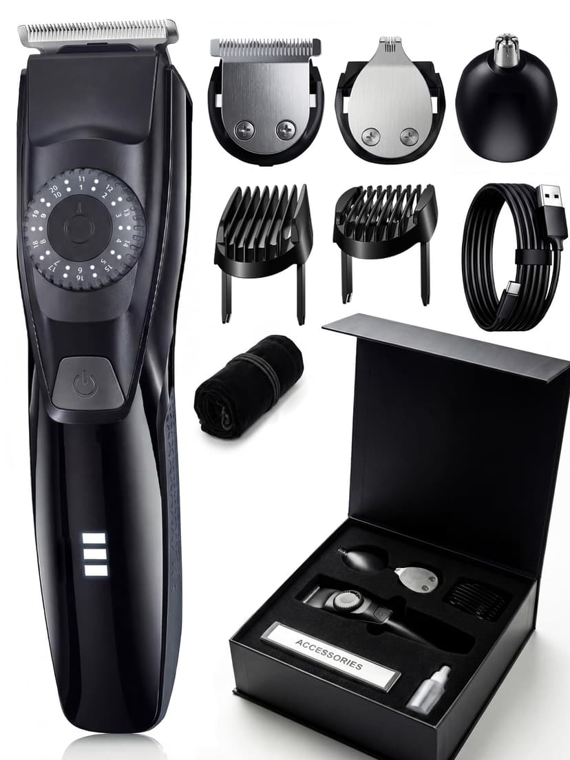 Voukad 40 Precisions Electric Beard Trimmer for Men, Mens Grooming Trimmer for Beard, Mustache, Face and Ear Hair, Multi-Series Clipper, Waterproof, USB C Charging, Soft Pouch, Wide Blade, Gift Box
