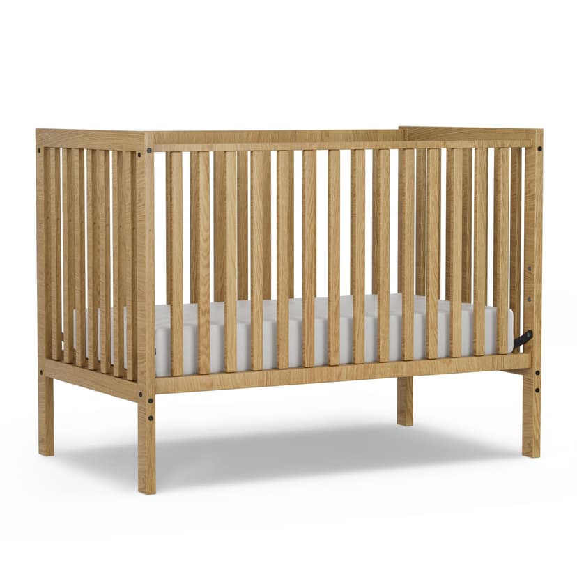 Saylike Baby Crib 5-in-1 Convertible, Wood Full Size Toddler Bed for Small Baby, Made of Sustainable Natural Pinewood Cribs, Non-Toxic Finish, Simplistic Nursery Furniture (Natural)