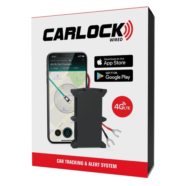 CARLOCK Wired - GPS Tracker for Vehicles - 4G Hidden Car Tracker for Families, Teens & Fleets with Driving Score, Trip History & Geofencing